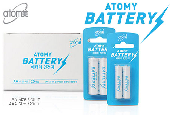 Пальчиковые эко-батарейки Atomy Battery